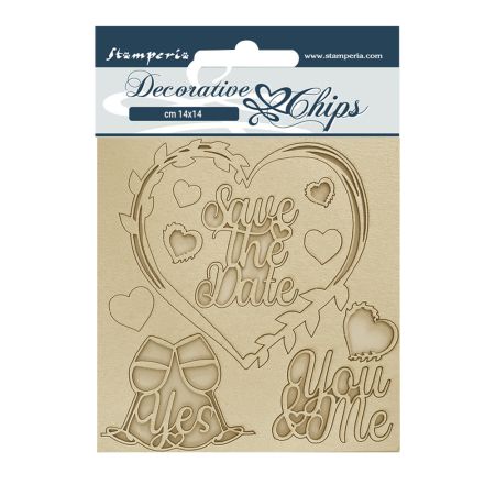 Decorative Chips YOU AND ME SAVE THE DATE - Чипборд 3D елементи 14 х 14 см.