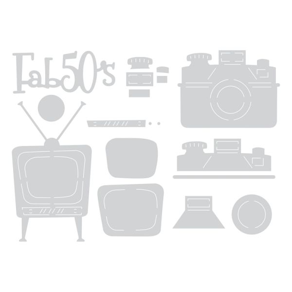 Thinlits Die Set  - Щанци за рязане и релеф 11бр Retro TV, Camera & Fab 50s
