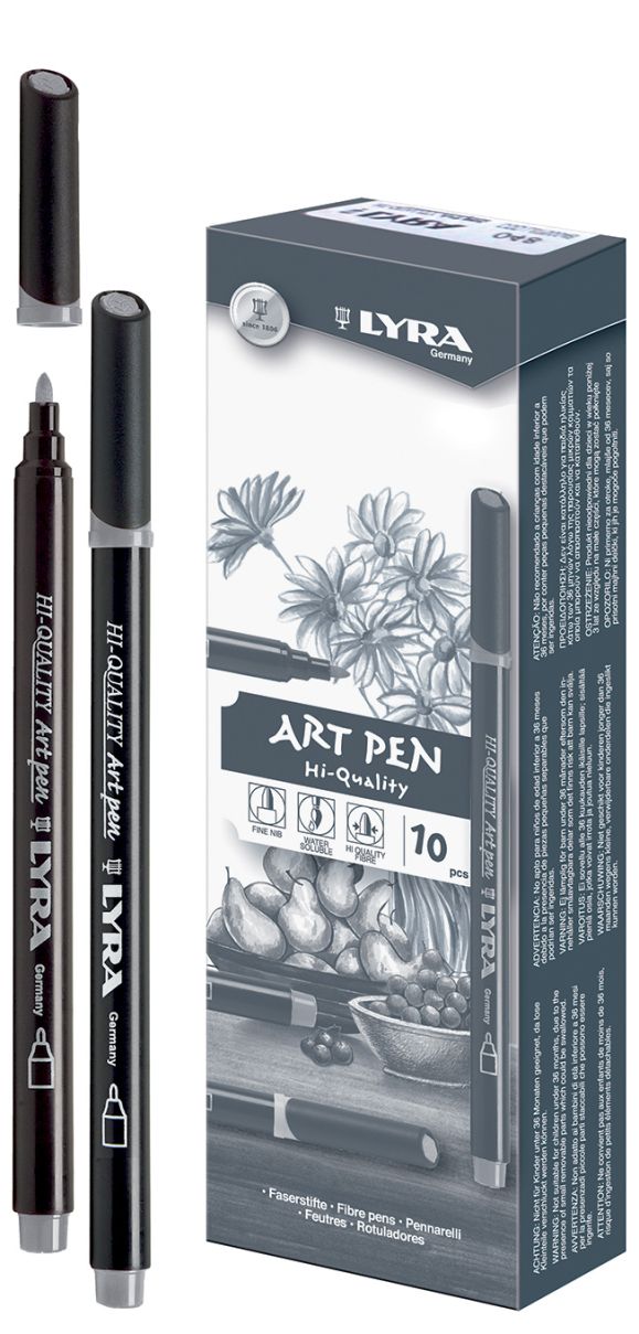 HI-QUALITY ART PEN - Висококачествен Art Pen с филцов връх - Студено Тъмно Сиво