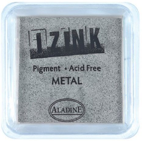 IZINK PAD PIGMENT - Среден тампон 4х4см - METAL SILVER