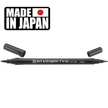 ZIG Art & Graphic, Japan - Двувърх акварелен тип маркер - №9 черен