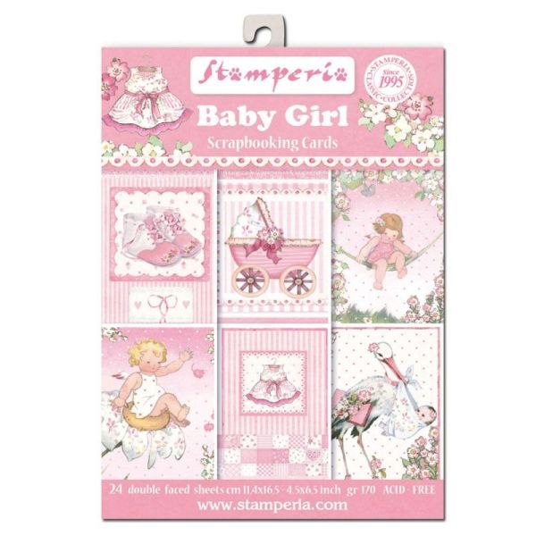 STAMPERIA cards 24 Pack  - Дизайнерски блок картички BABY GIRL