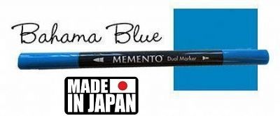 MEMENTO BRUSH MARKER , Japan - Двувърх маркер ЧЕТКА - BAHAMA BLUE