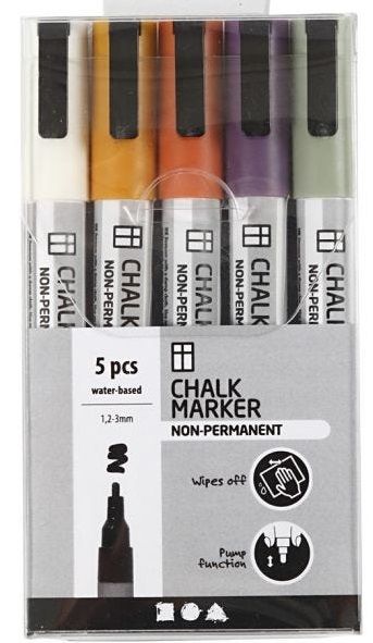 CHALK MARKER SET - Комплект маркери за черна дъска и стъкло 5бр