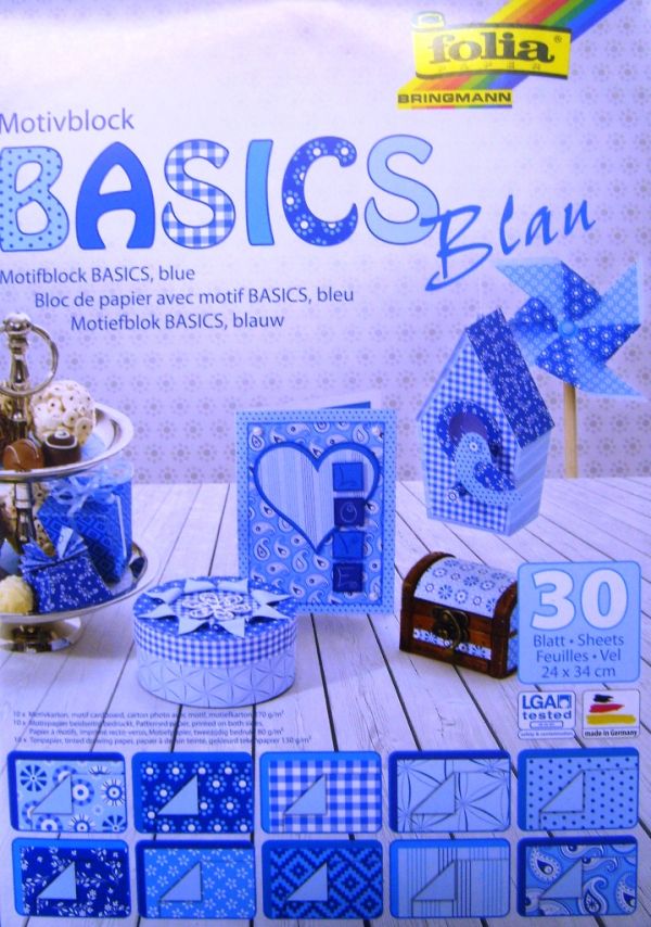 FB "BASICS BLUE" PAD - Дизайнерски блок 34х24см  / 30листа