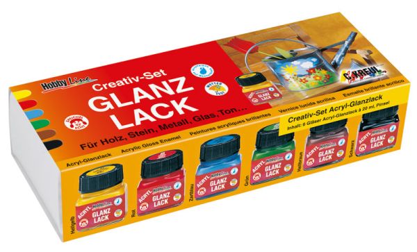 HobbyLine GLANZ LACK -Aкрилни декор бои 6 цв.  Гланц ефект