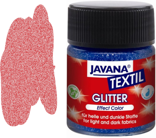 JAVANA GLITTER - Боя за рисуване върху текстил 50мл GLITTER RUBY RED