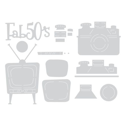 Thinlits Die Set  - Щанци за рязане и релеф 11бр Retro TV, Camera & Fab 50s