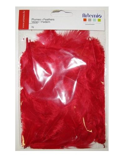 Комплект деко пера - Artemio, feathers set - Червени