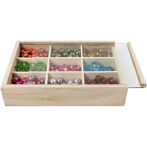 BOX DISPLAY - Дървена кутия с разделения и стъкло 17 х 13 см