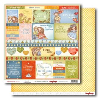 SCRAPBERRY # SWEET HEART - YOU & ME 12X12" 180g - Дизайнерски картон 30,5 х 30,5 см. 