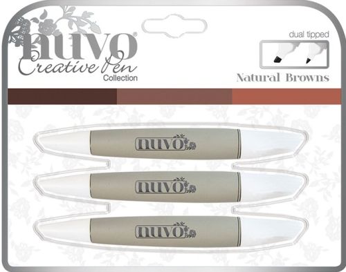 NUVO PEN COLLECTION - Двувърхи алкохолни маркери 3бр NATURAL BROWNS