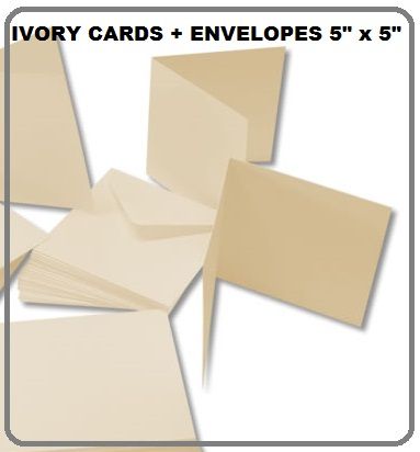 IVORY cards & envelopes 5" х 5" - 50  картички и пликове 12.5 x 12.5 ШАМПАНСКО