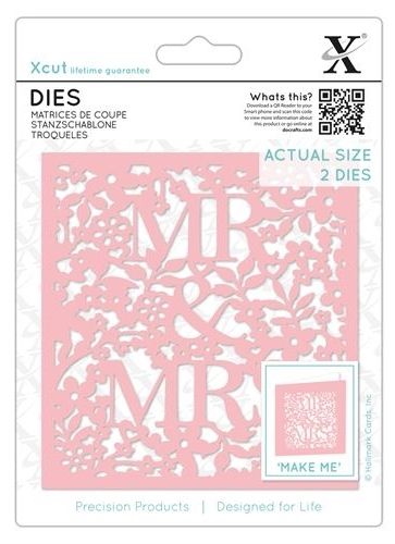 WEDDING XCUT  DIES - Комплект щанцa за рязане и релеф Mr & Mrs