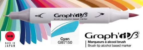 7150 CYAN - GRAPH IT BRUSH MARKER - Двувърх дизайн маркери ЧЕТКА