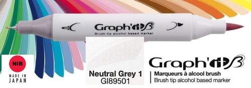 9501 NEUTRAL GREY 1 - GRAPH IT BRUSH MARKER - Двувърх дизайн маркери ЧЕТКА