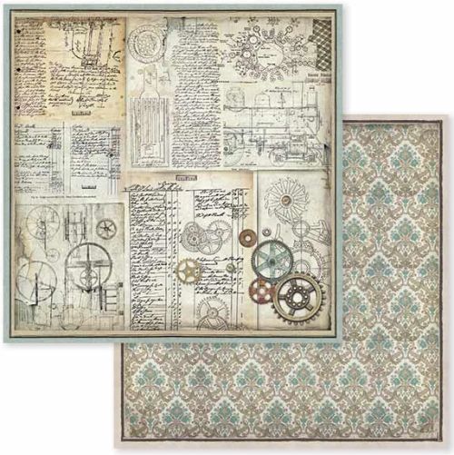 Stamperia, Voyages Fantastiques Gears Paper Sheets -Дизайнерски скрапбукинг картон 30,5 х 30,5 см.