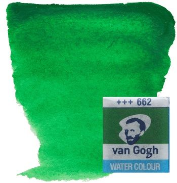 VAN GOGH WATERCOLOUR PAN - Екстра фин акварел `кубче` # Permanent green 662