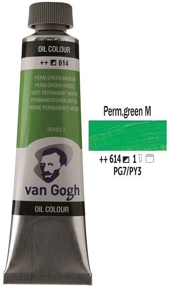 VAN GOGH Oil, 40ml * PERMANENT GREEN MEDIUM - Маслена боя - Перманент зелена средна * 614