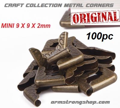 METAL CORNERS MINI  100 pack - Метални ъгли за албуми и бележници 100бр /  9mm- ANTIQUE BRONZE