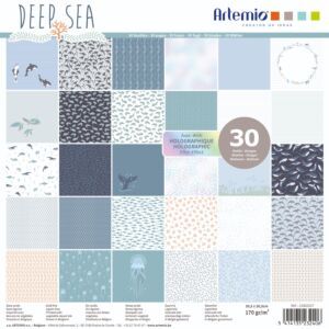 ARTEMIO "DEEP SEA" SCRAP BLOCK 170g/m2 - Дизайнерски блок 12"х12" / 30листа HOLOGRAPHIC