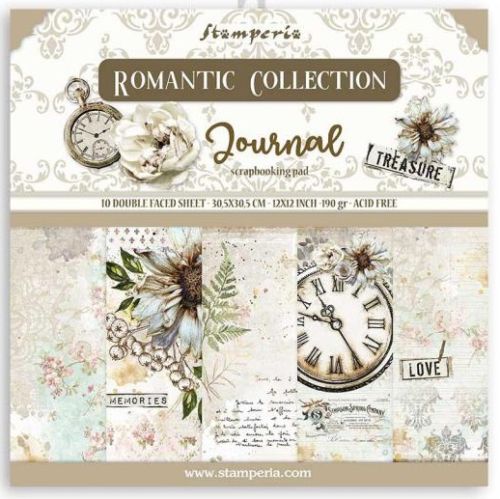 Stamperia, Romantic journal 12x12 Inch Paper Pack  - Дизайнерски блок 12"x12" 