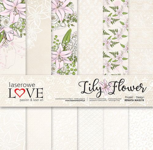 Laserowe LOVE, Set of Paper - Lily Flower - Дизайнерски двустранен блок 30,5 х 30,5 см. 