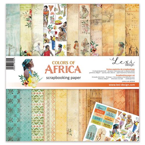 Lexi Design, Set of Double Face Sheets 12 - Colors of Africa - Дизайнерски блок 30,5 х 30,5 см. 