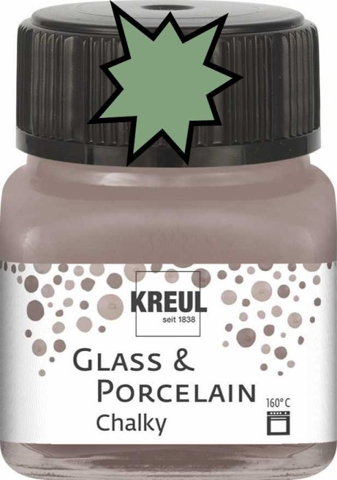 KREUL Glass & Porcelain Chalky - Тебеширена боя за порцелан и стъкло, 20 мл. - RESEMARY GREEN