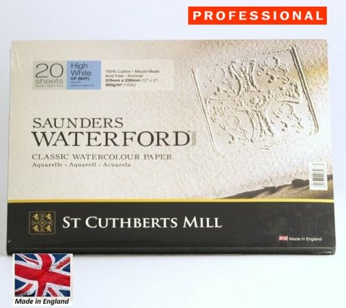 SAUNDERS WATERFORD 310x230 CP 300g HIGH WHITE PAD 20 pages 