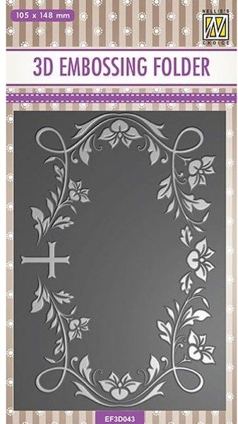 3D-embossing folder, "Blooming twigs with cross"  105x148mm - 3D Ембос папка 
