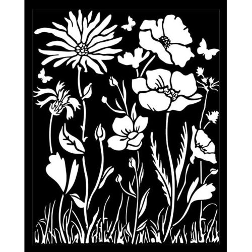 Stamperia, Thick Stencil 20x25cm Atelier Poppy and Flower