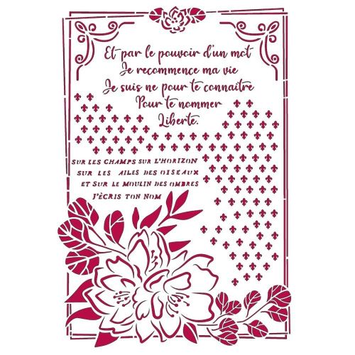 Stencil A4 Romantic Journal Flower with Frame