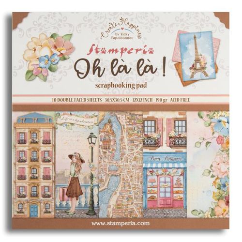 STAMPERIA, Create Happiness Oh lá lá 12x12 Inch Paper Pack - Дизайнерски блок 12