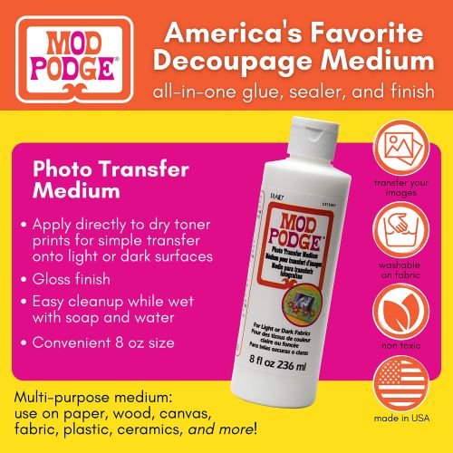 Mod Podge Photo Transfer Medium, USA - Трансферен медиум за тъмен и светъл текстил 236 мл. 