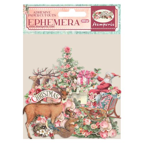 Ephemera - Pink Christmas -  Kомплект самозалепващи хартиени елементи - 16 х 16 см.