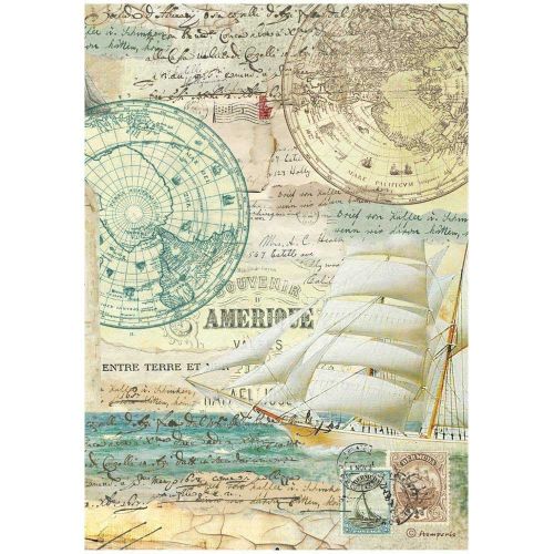 STAMPERIA, A4 Rice Paper Around the world sailing ship