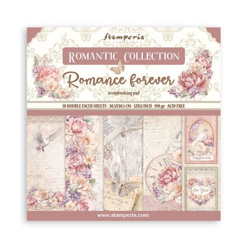 Stamperia, Romance Forever 12x12 Inch Paper Pack  - Дизайнерски блок 12"x12" 