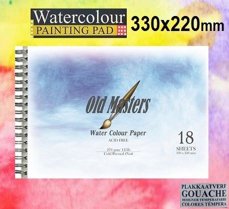 OLD MASTERS Watercolour BLOCK 270g - АКВАРЕЛЕН блок-спирала 18л / 330x220