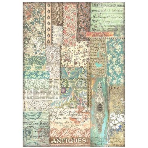 STAMPERIA, A4 Rice Paper Brocante Antiques fabric patchwork