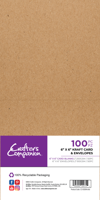 Card & Envelopes 6x6 Inch Kraft (100pcs)