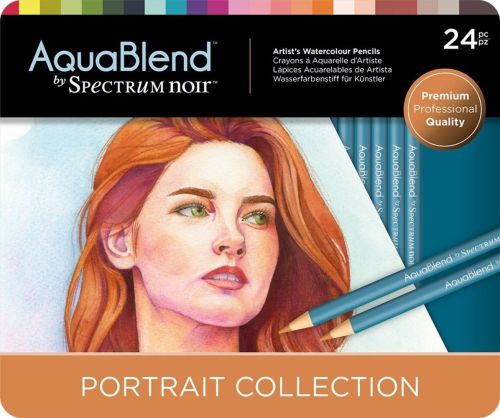 Spectrum Noir, AquaBlend Pencils Portrait (24pcs) - Метална кутия АКВАРЕЛНИ дизайн моливи 24цв  -  ПОРТРЕТНИ