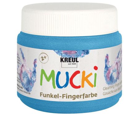 MUCKI, 2+, Gleaming Finger Paint - Безвредна Блестяща боя за детско рисуване (2+ год.) 150 мл - Диамантено перлено синьо