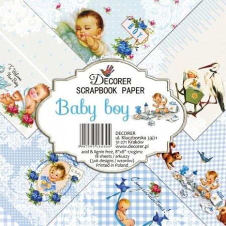 DECORER BABY BOY  8x8 Inch Paper Pack - Дизайнерски блок, 20.3 X 20.3 см.