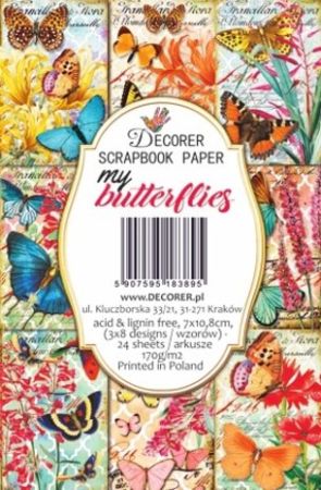 DECORER MY BUTTERFLIES  - 24бр дизайнерски мини картички / тагове