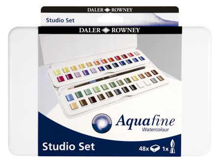 Daler Rowney Aquafine  STUDIO SET  - Фин  английски акварел 48цв + четка