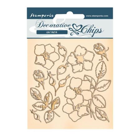 Decorative Chips Romantic Christmas flowers - Чипборд 3D елементи 14 х 14 см.