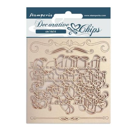 Decorative Chips Romantic Garden House Calligraphy - Чипборд 3D елементи 14 х 14 см.