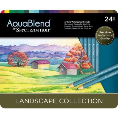 Spectrum Noir, AquaBlend Pencils Landscape (24pcs) - Метална кутия АКВАРЕЛНИ дизайн моливи 24цв  -  ПЕЙЗАЖ