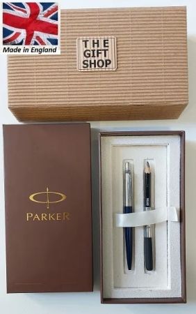 Parker Jott Blue Moon Metallic & Pencil Holder – Комплект Паркър с винтидж молив / държач